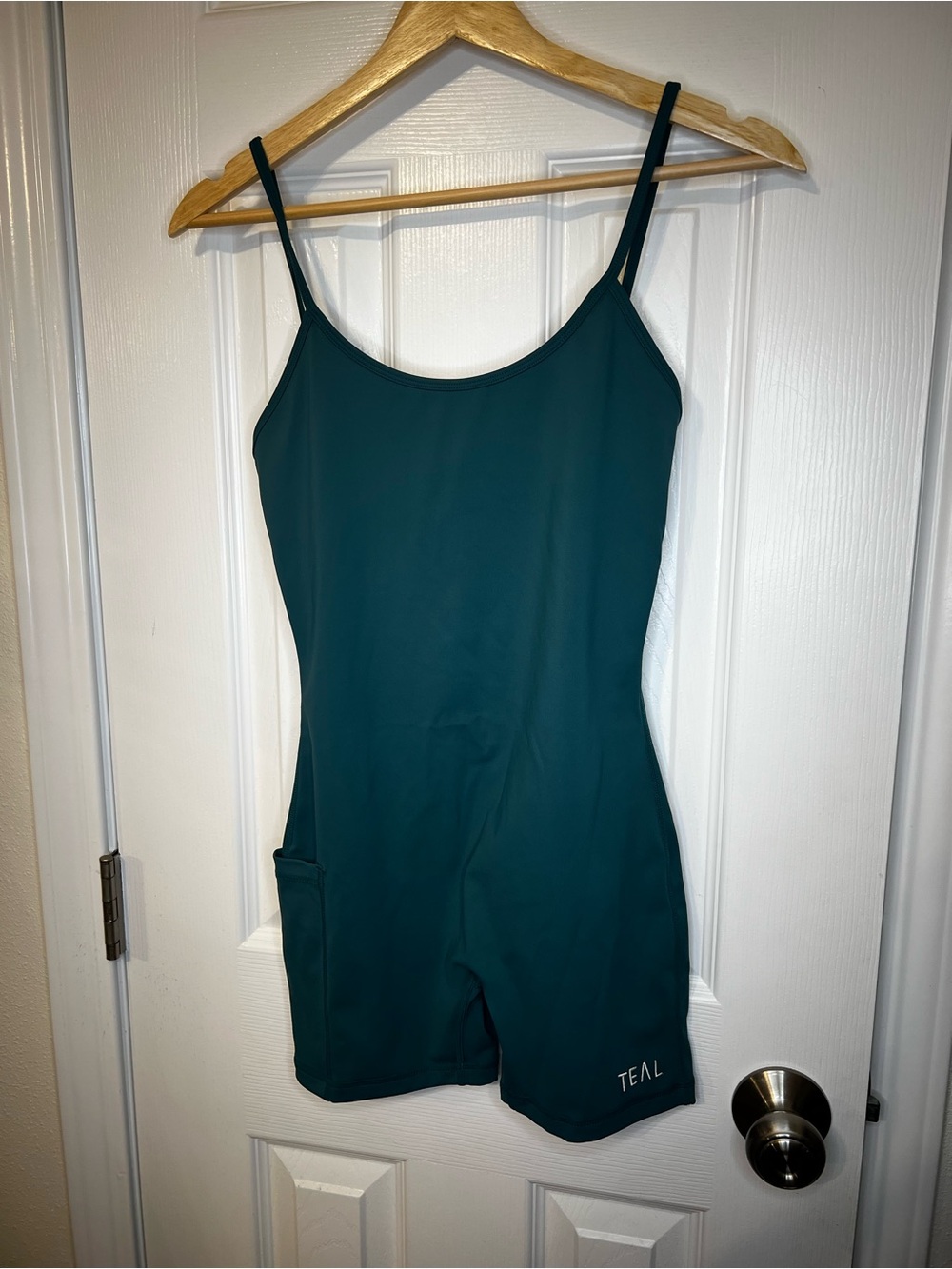 Teal Scoop Neck Romper Jumpsuit - Teal
